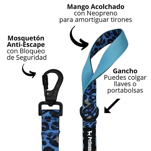 Pet Lounge Wild  Blue Leopard Correa  para Perro