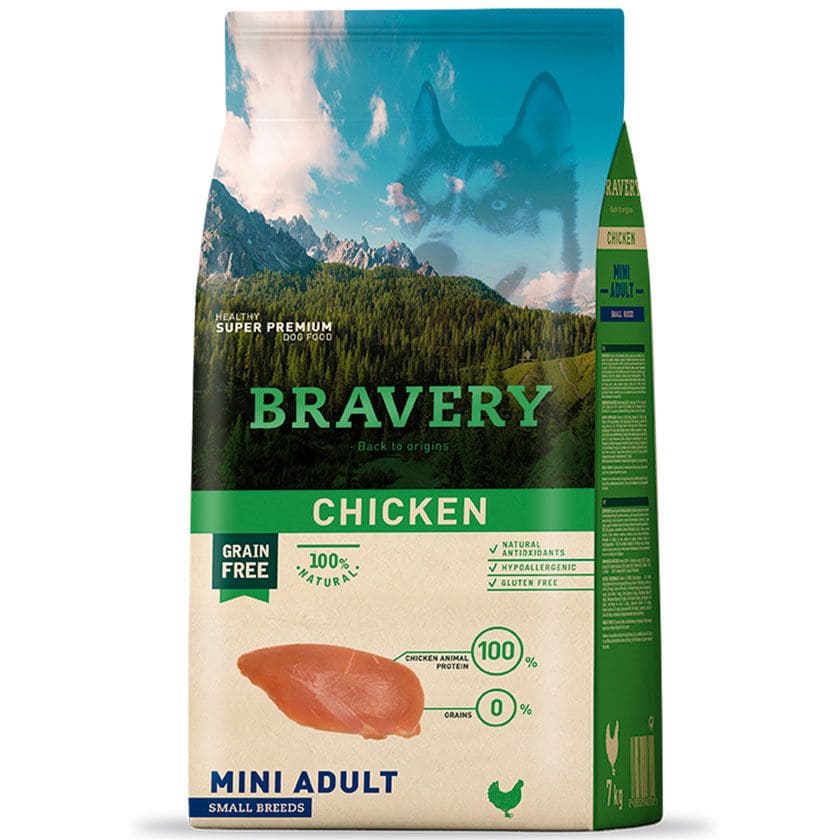 Bravery Mini Adult Chicken Alimento Perro 7Kg