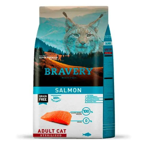 Bravery Adult Cat Sterilized Salmon Alimento Para Gato 7Kg