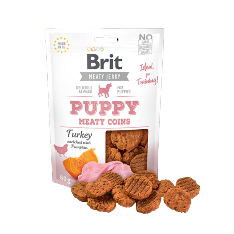 Brit Meaty Jerky Puppy Coins Snack para Perro 80Gr