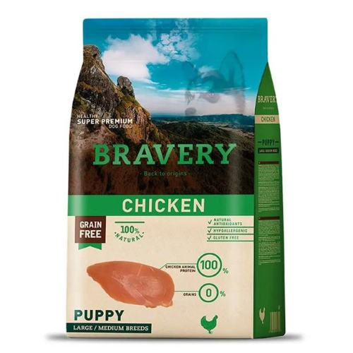 Bravery Puppy Medium Large Breeds Chicken Alimento para Perro 4Kg