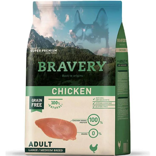 Bravery Adulto Medium large breeds Chicken Alimento para Perro 12Kg