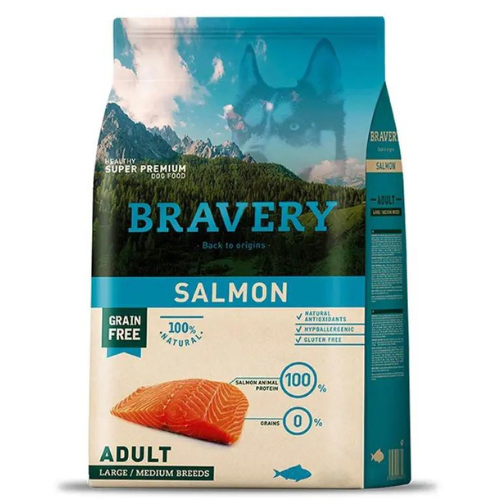  Bravery Adulto Medium Large Breeds Salmon Alimento para Perro 12Kg