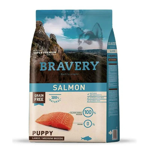 Bravery Puppy Medium Large Breeds Salmon Alimento para Perro 4Kg