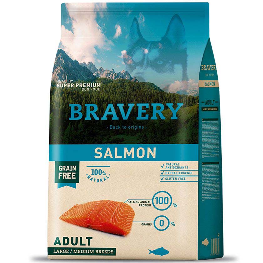  Bravery Adulto Medium Large Breeds Salmon Alimento para Perro 4Kg