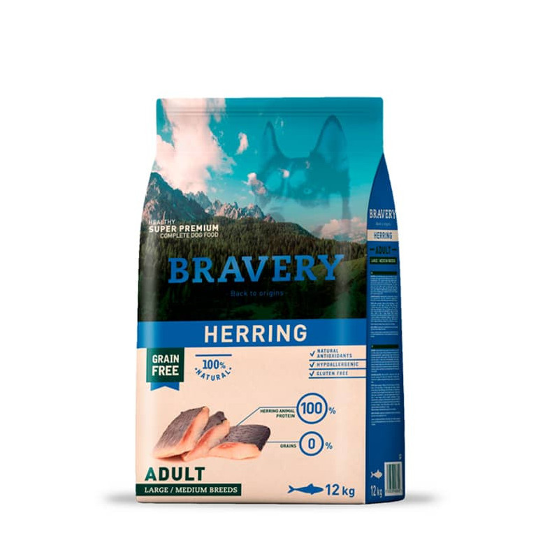 Bravery Herring  Adulto Raza Mediana Alimento para Perro 4Kg