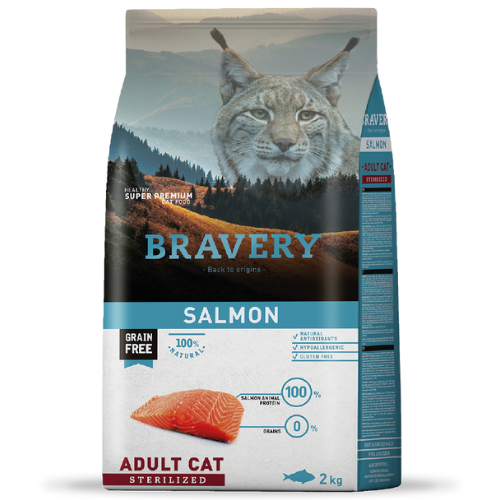 Bravery Adult Cat Sterilized Salmon Alimento para Gato 2Kg