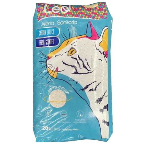 Arena para Gato Leo Blanca Con Carbón 17 Kg