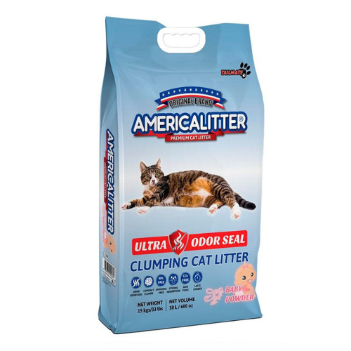 America Litter Odor Seal Baby Powder Arena Para Gato 15Kg