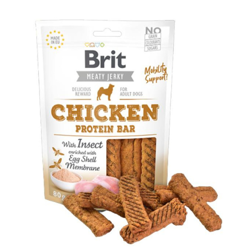 Brit Meaty Jerky Snack Chicken With Insect Protein snack para Perro Bar80Gr