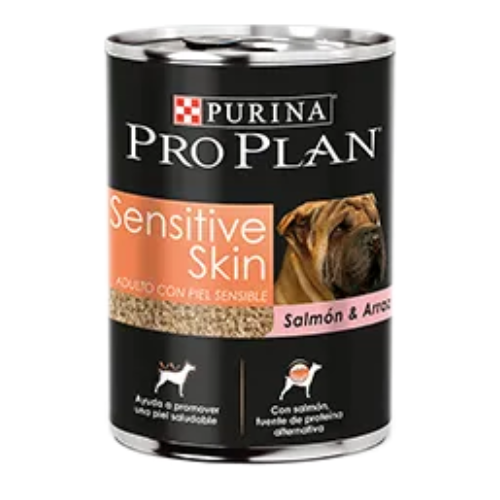 Pro Plan Sensitive Skin Salmón y Arroz  enlatado Alimento Húmedo para Perro 385g